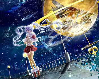 Hatsune Miku, skirt, anime, twin tails, long hair HD wallpaper
