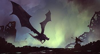 Dragon And Warrior Painting Fantasy , dragon, warrior, fantasy, painting, artist, artwork, digital-art, deviantart HD wallpaper