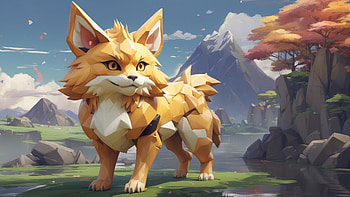 Low Poly Fox Adventure: Fantasy Landscape Digital Art, low poly, Digital Art, animation, fantasy landscape HD wallpaper