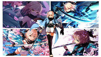 Sakura Saber, collage, fate series HD wallpaper
