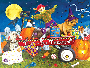 Halloween, dog, moon, art, pumpkin, luna, caine HD wallpaper