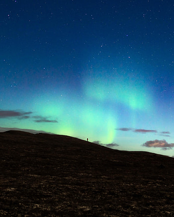 Night, Dark, Silhouette, Loneliness, Northern Lights, Aurora Borealis HD phone wallpaper