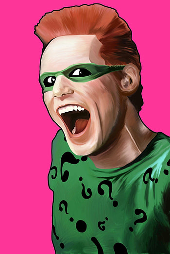 Jim Carrey, The Riddler, Batman Forever, Painting HD phone wallpaper