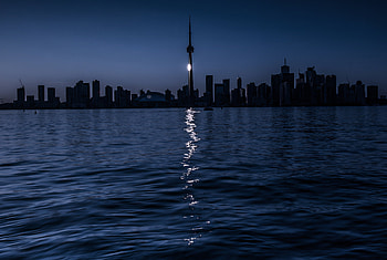 Cities, Night, Lake, Toronto, Moon Path, Moon Walkway HD wallpaper