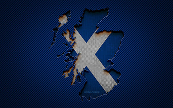 Scotland map, , European countries, Scottish flag, blue carbon background, Scotland map silhouette, Scotland flag, Europe, Scottish map, Scotland, flag of Scotland HD wallpaper