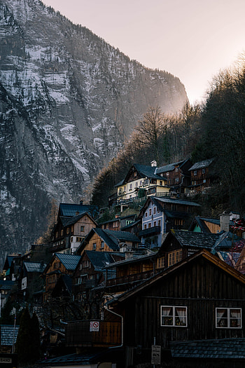 Nature, Houses, Sun, Snow, Rocks HD phone wallpaper