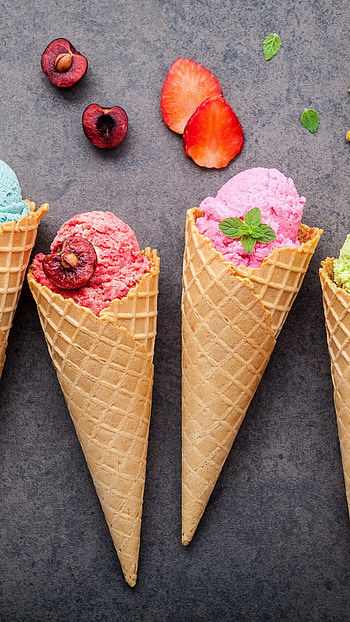 Vibrant ice cream, Tempting dessert, Chilled delight, Creamy frozen treat HD phone wallpaper