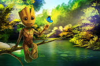 Baby Groot Artwork, baby-groot, guardians-of-the-galaxy-vol-2, guardians-of-the-galaxy, movies, artwork HD wallpaper