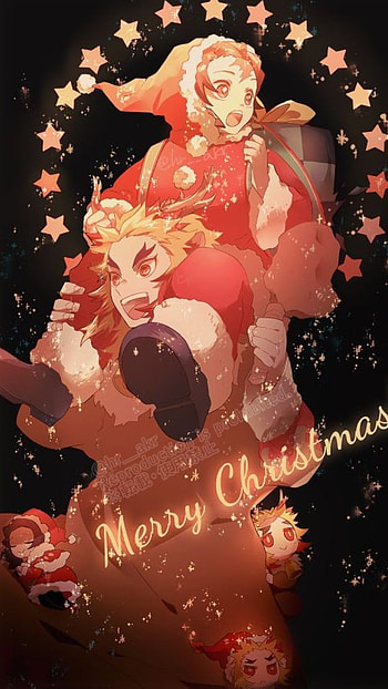 Kimetsu, navidad, rojo, anime HD phone wallpaper