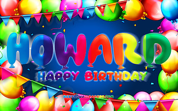 Happy Birtay Howard, , colorful balloon frame, Howard name, blue background, Howard Happy Birtay, Howard Birtay, popular american male names, Birtay concept, Howard HD wallpaper