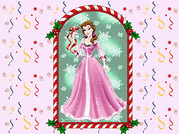 Belle, pink, doll, holiday, christmas, princess HD wallpaper