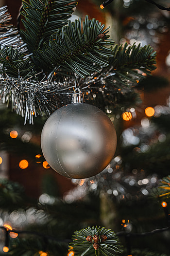 Holidays, New Year, Christmas, Grey, Ball, Christmas Tree, Decoration HD phone wallpaper