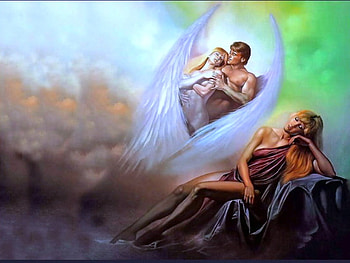 Dream of love, love, angel, male, woman, dream, sleep HD wallpaper