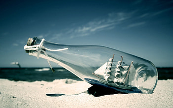 Ship In Bottle, ship, creative HD wallpaper