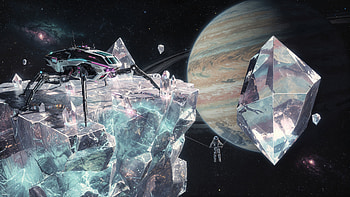 Celestial Crystal Mining —, Space Mining, Planet, Astronaut HD wallpaper