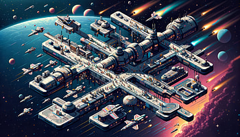 Futuristic Space Station, space travel, space station, Science Fiction, spacecraft, cosmic landscape HD wallpaper