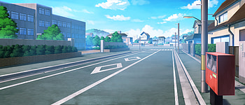 Anime, Road, Building HD wallpaper