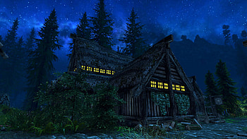 Night House, star, sky, house, The Elder Scrolls V: Skyrim, night, video game HD wallpaper