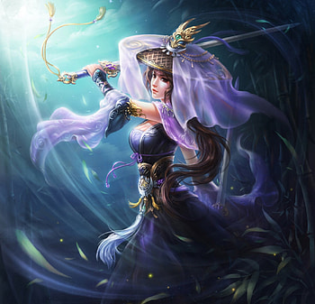 Beautiful Warrior Girl, sword, woods, beautiful, girl, warrior HD wallpaper