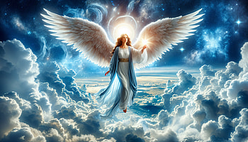Cosmic Angel Flying among the Clouds, angel, wings, religious HD wallpaper