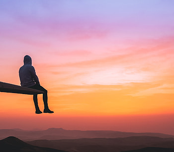 Man Watching Sunset On Top, man, graphy, sunset, hoodie, alone HD wallpaper