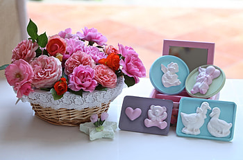Flowers, Roses, Garden, Basket, Napkin, Crafts HD wallpaper