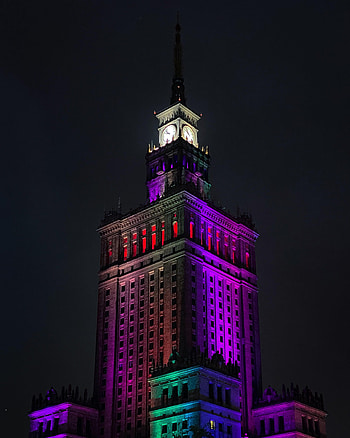 Architecture, Building, Miscellanea, Miscellaneous, Multicolored, Motley, Backlight, Illumination, Tower HD phone wallpaper