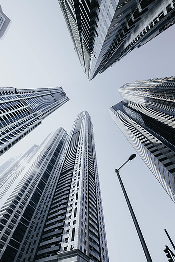 Sky, Architecture, Building, Miscellanea, Miscellaneous, Skyscrapers, Bottom View HD phone wallpaper