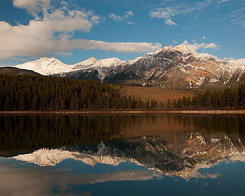 Patricia Lake, trees, sky, lake, mountain HD wallpaper