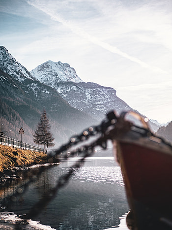 Landscape, Nature, Mountains, Lake, Shore, Bank, Boat HD phone wallpaper