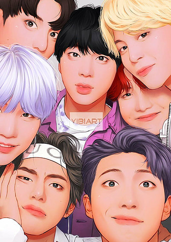 BTS Cute Anime, BTS Members Cartoon HD phone wallpaper