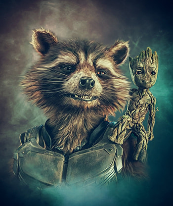 Groot and Rocket, Artstation artwork, Guardians of the Galaxy, Unique duo HD phone wallpaper