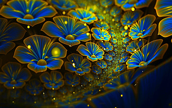 Abstract flowers, abstract, yellow, flower, blue, ukraine, fantasy HD wallpaper