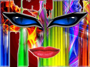 Sweet Psychose, blue, abstract, eyes, face, colors HD wallpaper