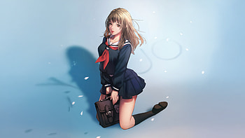 Blonde Hair School Uniform Anime, blonde, hair, school, anime-girl, artist, artwork, art, digital-art, artstation HD wallpaper