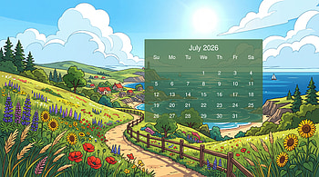 July 2026 — Coastal Calendar, July 2026 Calendar HD wallpaper