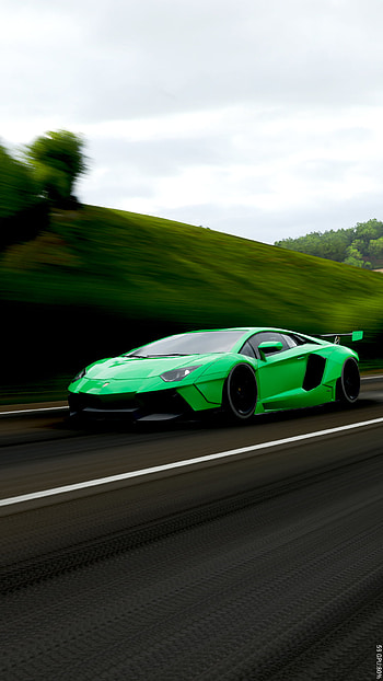 Lamborghini, cloud, sky, fast, green, speed HD phone wallpaper