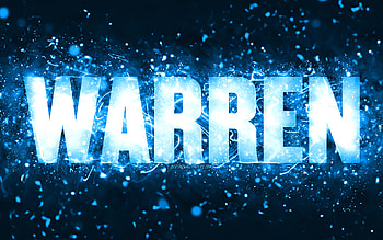 Happy Birtay Warren, , blue neon lights, Warren name, creative, Warren Happy Birtay, Warren Birtay, popular american male names, with Warren name, Warren HD wallpaper