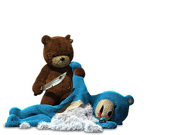 Bear Fight, bears, background, white, toys, teddy, stabbing, knives HD wallpaper