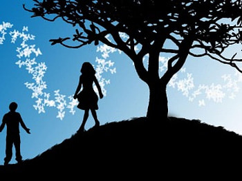 Butterflies, abstract, couple, sky, tree HD wallpaper