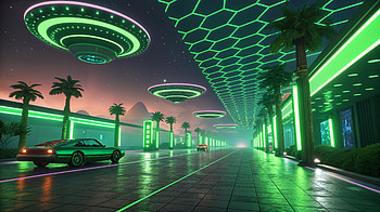Stunning Metaverse Scene - Ultra, Metaverse, futuristic, neon, palm tree HD wallpaper