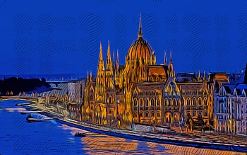 Budapest, Hungary, , vector art, Budapest drawing, creative art, Budapest art, Danube River, Margaret Bridge, Hungarian Parliament Building, Parliament of Budapest HD wallpaper