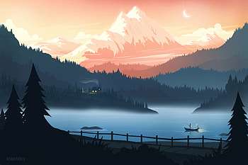 Mountains Retreat Minimal Beautiful , minimalism, minimalist, nature, artist, artwork, digital-art, deviantart HD wallpaper