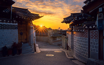 Seoul's architecture, South Korea's morning, Traditional houses, Beautiful HD wallpaper