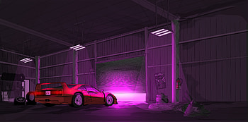 My Retro Garage, retrowave, artist, artwork, digital-art, deviantart HD wallpaper