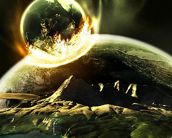 The Arrival, armagedon, end of the world, comet, 2012, liquitech, end, arrival, destruction, earth, global warming, moon, asteroid HD wallpaper
