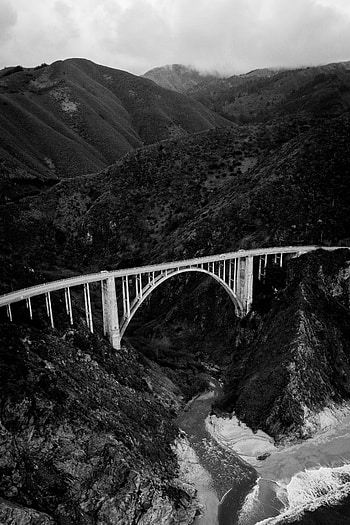 Nature, Mountains, View From Above, Coast, Bridge, Bw, Chb HD phone wallpaper