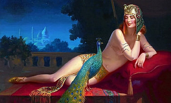 Vintage Beauty, art, , beautiful, girl, woman, digital, fantasy, peacock, vintage HD wallpaper