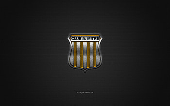 CA Miter, Argentine football club, yellow logo, black carbon fiber background, Primera B Nacional, football, Santiago del Estero, Argentina, CA Miter logo HD wallpaper