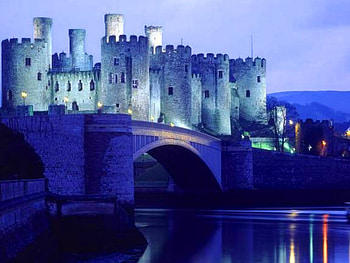 Blue castle, blue, river, reflection, beautiful, castle, water HD wallpaper